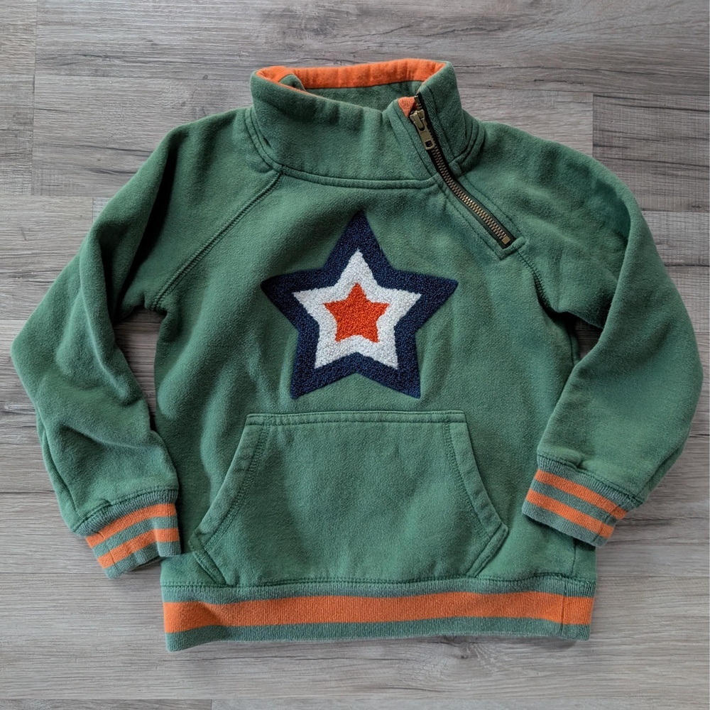 Mini Boden Side Zip Star Applique Sweater Sweatshirt, 4-5Y (Z3)